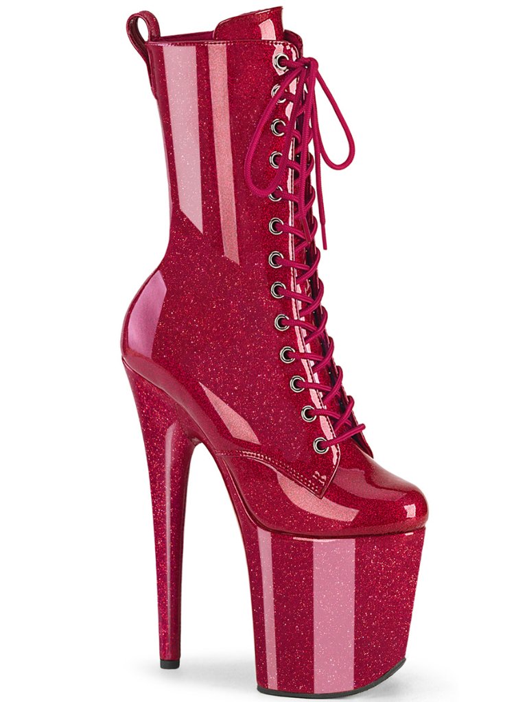 Fuchsia Pink Glitter 8" Heel Platform Ankle Boots | Festival Dance Shoes